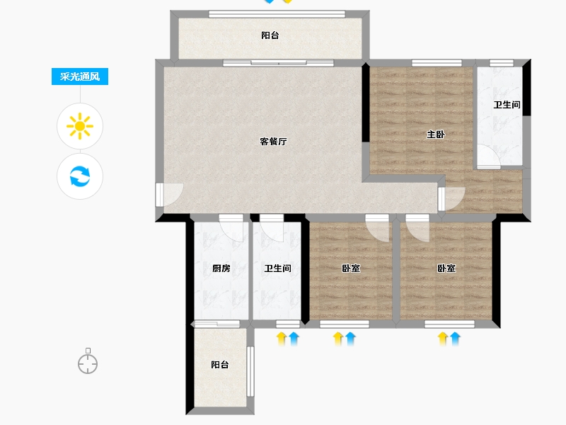 四川省-成都市-泰康誉景-100.81-户型库-采光通风