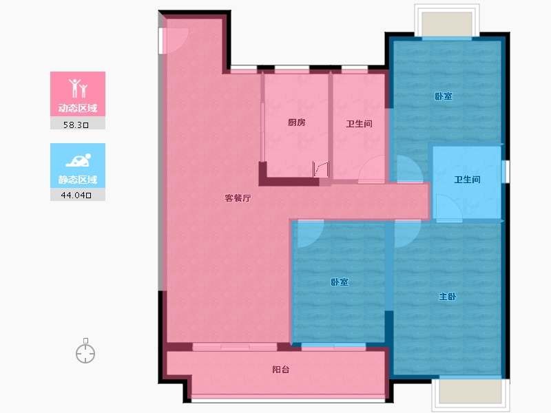 湖北省-武汉市-龙湖楚世家景粼天序-92.02-户型库-动静分区