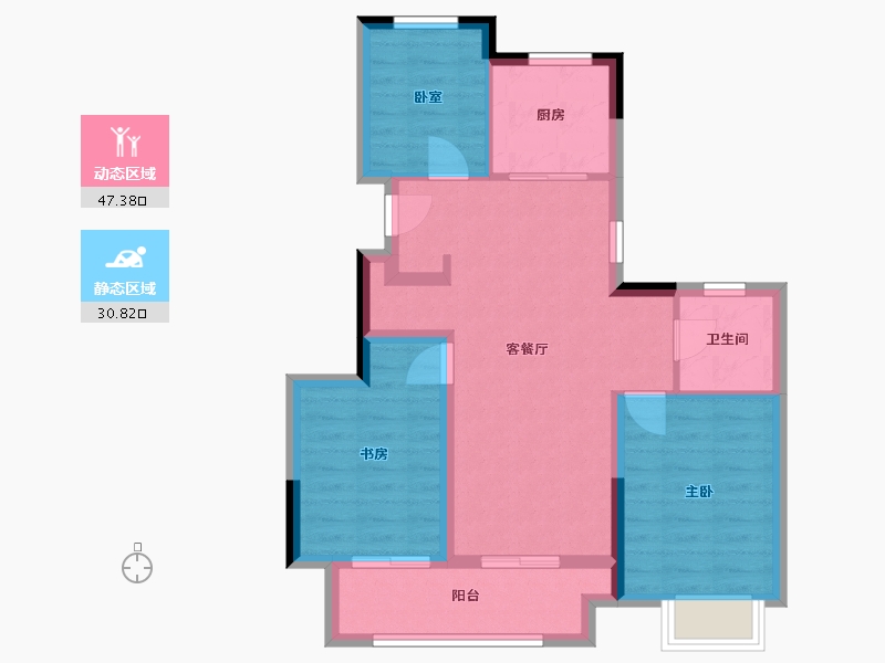 四川省-成都市-绿城明月蘭庭-69.44-户型库-动静分区