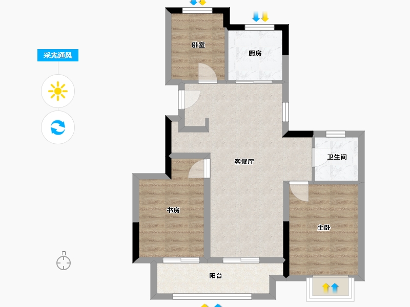 四川省-成都市-绿城明月蘭庭-69.44-户型库-采光通风