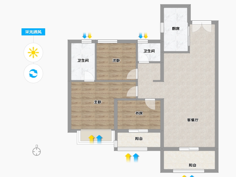 广东省-江门市-嘉福名著-80.00-户型库-采光通风