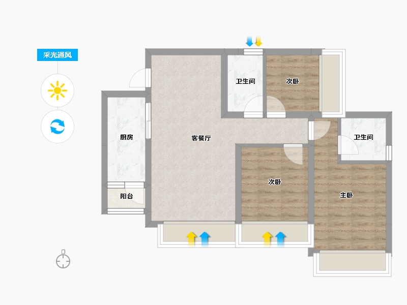 四川省-成都市-欢乐颂-66.58-户型库-采光通风