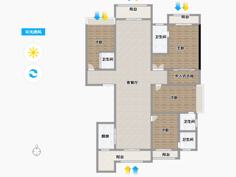 广东省-广州市-星河湾·半岛五號-231.58-户型库-采光通风