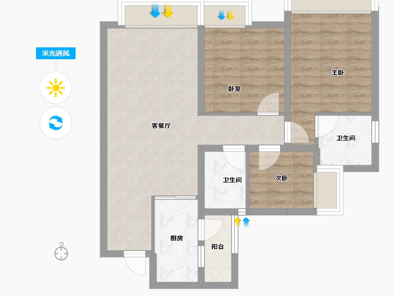 四川省-成都市-欢乐颂-67.40-户型库-采光通风