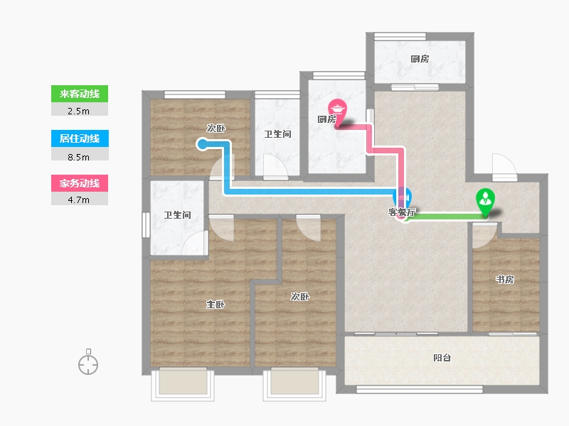 湖南省-长沙市-长沙北中心·保利时代-101.64-户型库-动静线