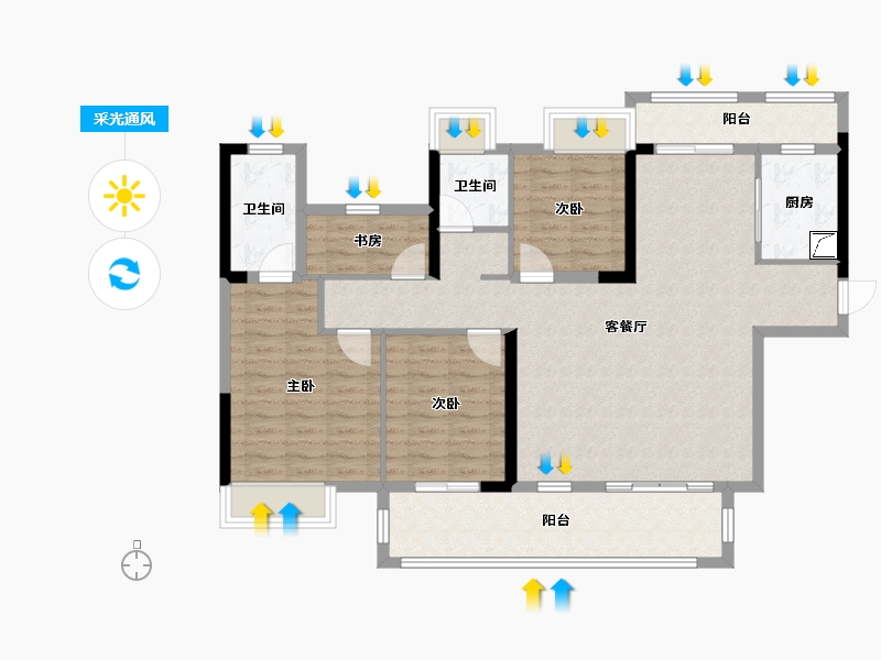 湖南省-长沙市-中伟悦宁府-109.91-户型库-采光通风