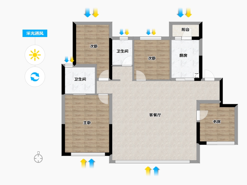 四川省-成都市-华润置地静安府-110.91-户型库-采光通风