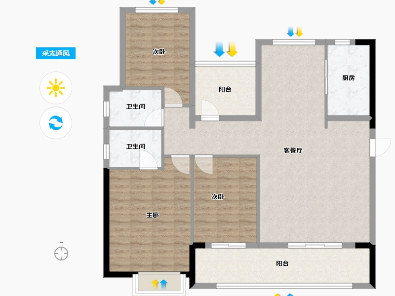 湖南省-长沙市-金地峯范-114.00-户型库-采光通风