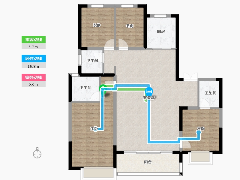 陕西省-西安市-紫薇越秀·馨樾府-113.60-户型库-动静线