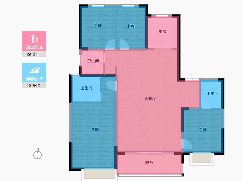 陕西省-西安市-紫薇越秀·馨樾府-113.60-户型库-动静分区