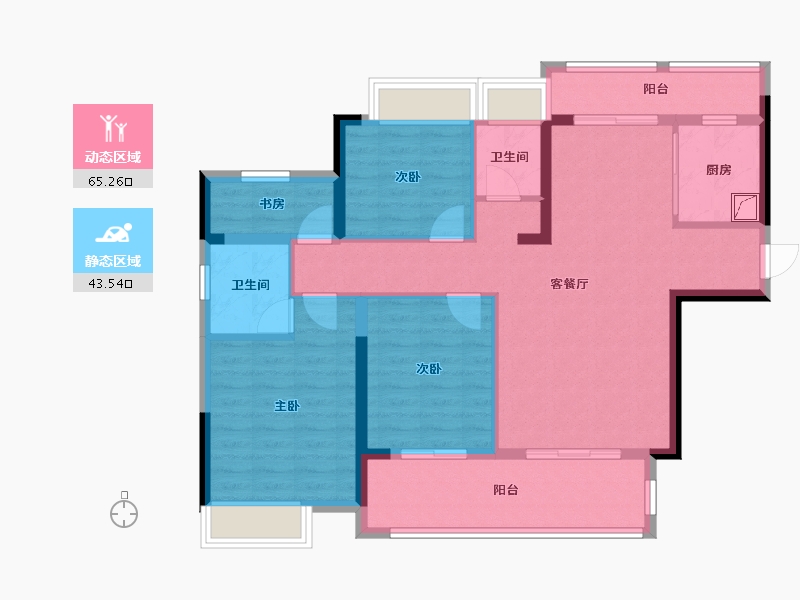 湖南省-长沙市-中伟悦宁府-96.87-户型库-动静分区