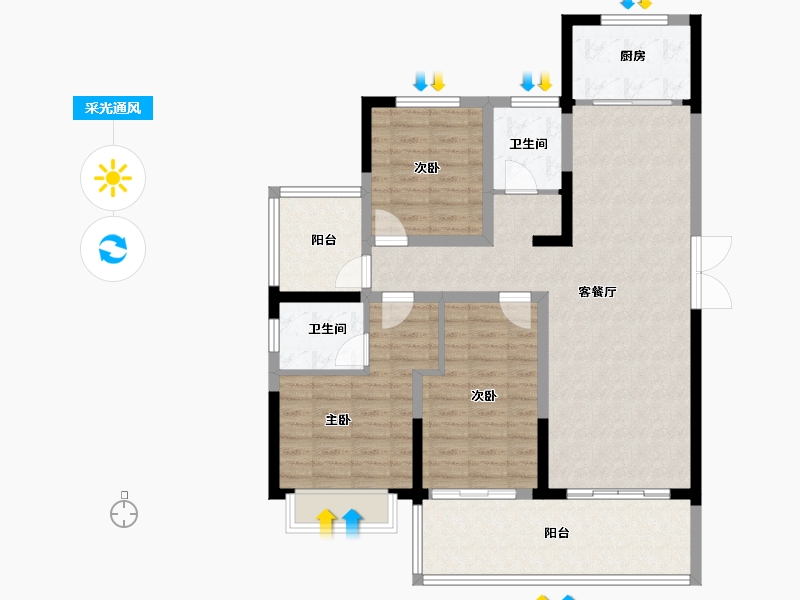 河南省-郑州市-润泓·润园-102.40-户型库-采光通风