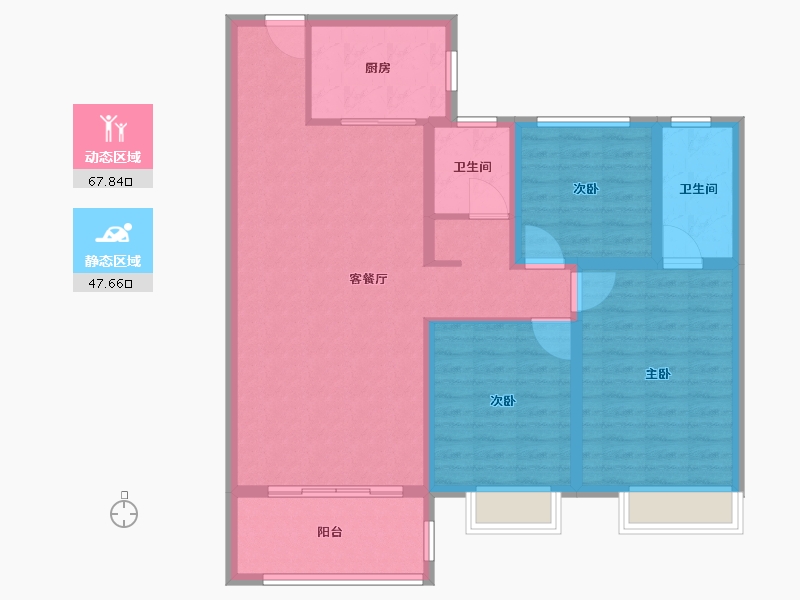 陕西省-咸阳市-乾盛·熙悦台-104.00-户型库-动静分区