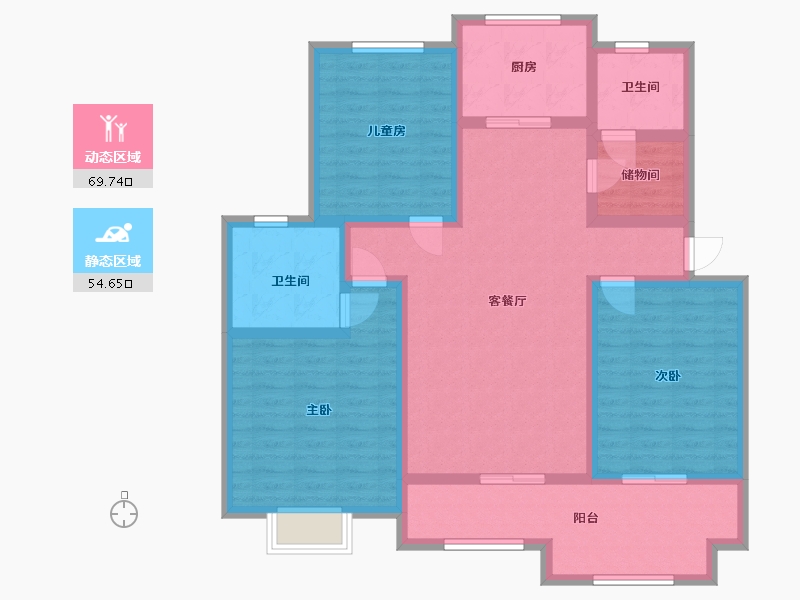 江苏省-无锡市-怀仁西苑-110.00-户型库-动静分区