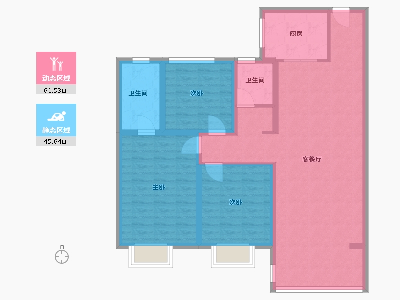 陕西省-咸阳市-乾盛·熙悦台-96.00-户型库-动静分区