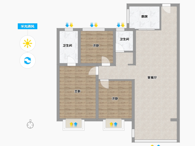 陕西省-咸阳市-乾盛·熙悦台-96.00-户型库-采光通风