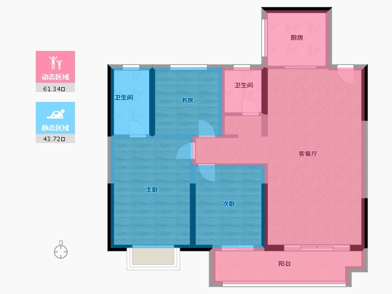 陕西省-咸阳市-华宇·金城相府-94.40-户型库-动静分区