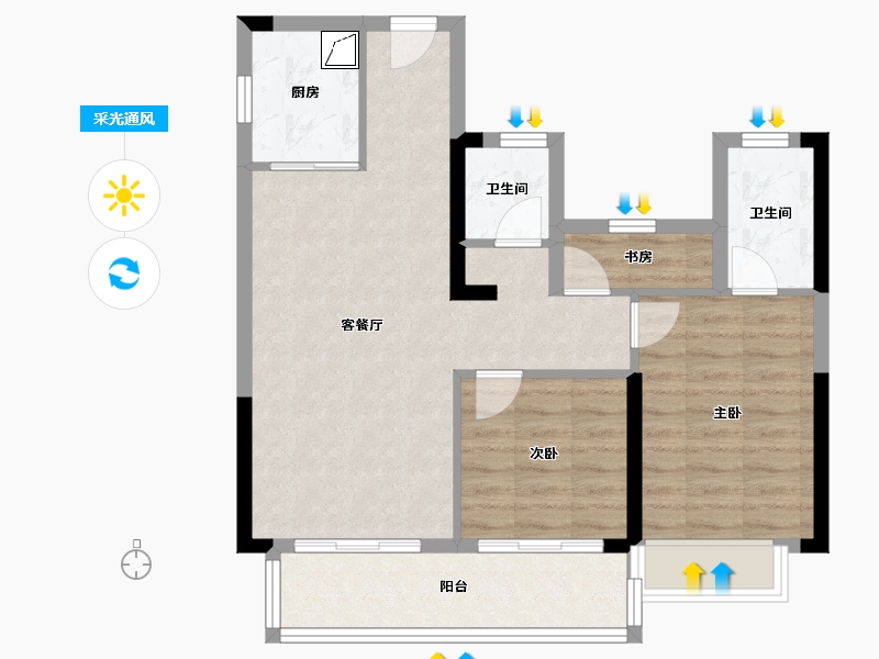 湖南省-长沙市-中伟悦宁府-71.05-户型库-采光通风