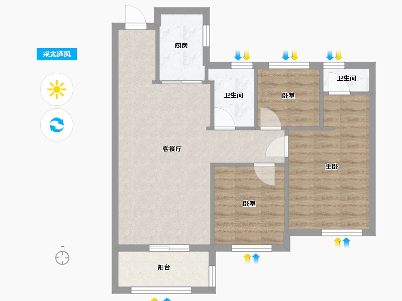 浙江省-杭州市-万家名城一期-70.00-户型库-采光通风