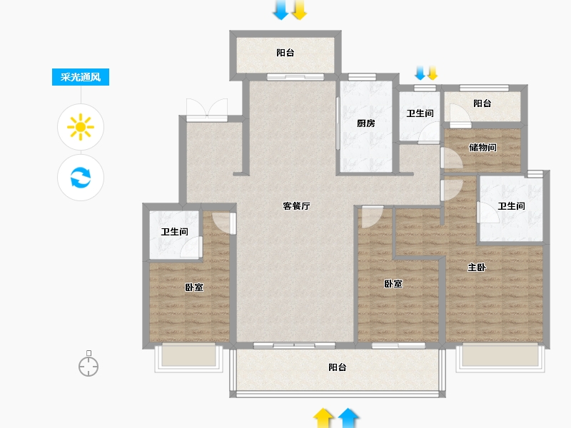 湖南省-长沙市-美的·云樾-131.81-户型库-采光通风