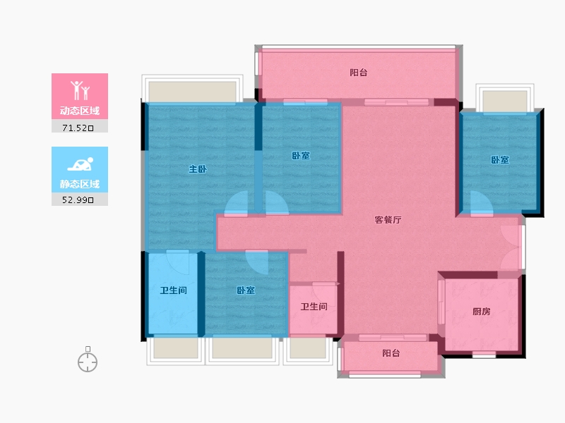 广东省-广州市-雅居乐海伦堡溪境花园-111.99-户型库-动静分区