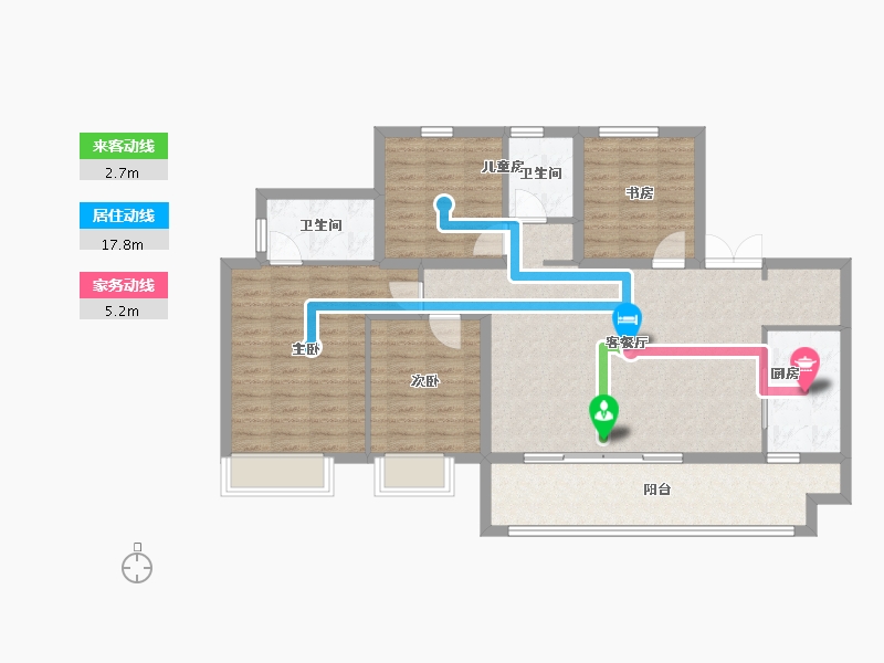 四川省-成都市-星河WORLD公园贰号-107.55-户型库-动静线