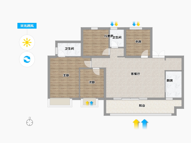 四川省-成都市-星河WORLD公园贰号-107.55-户型库-采光通风