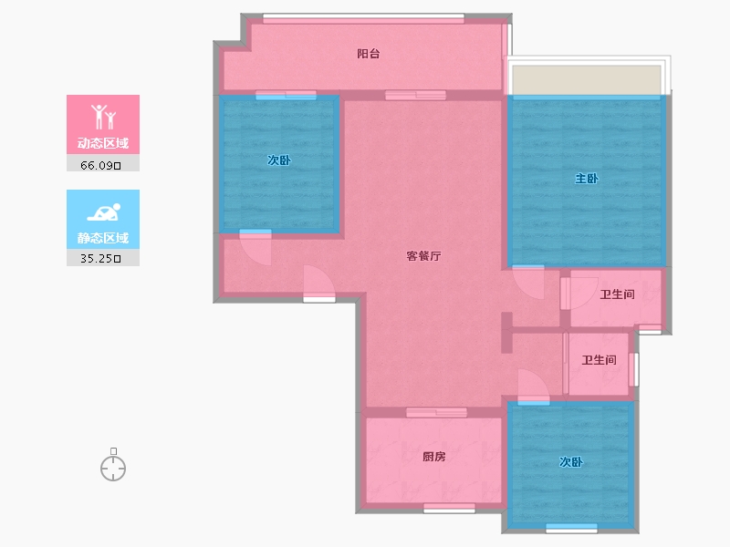 河南省-三门峡市-渑池碧桂园-90.38-户型库-动静分区