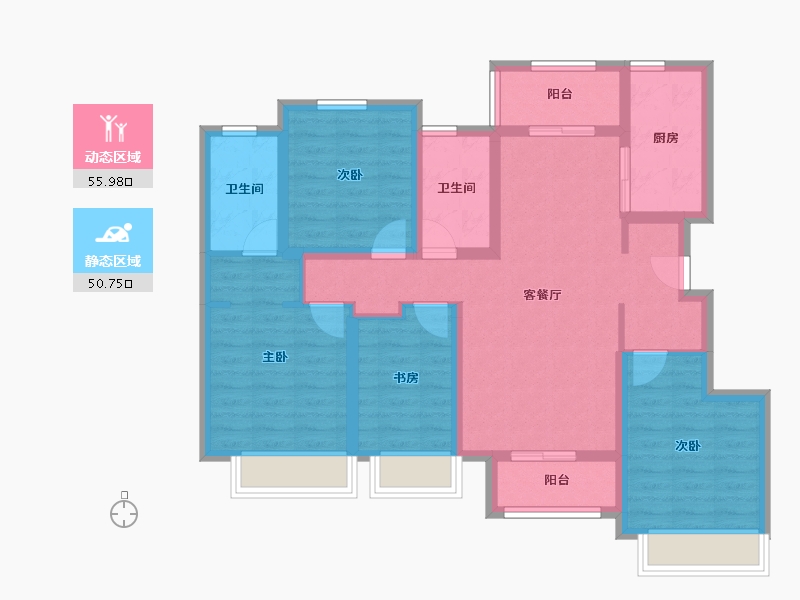 四川省-成都市-保利西汇智慧云城-93.62-户型库-动静分区