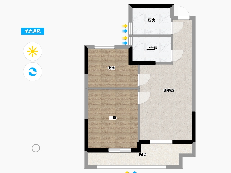 浙江省-杭州市-潮听名苑-60.00-户型库-采光通风