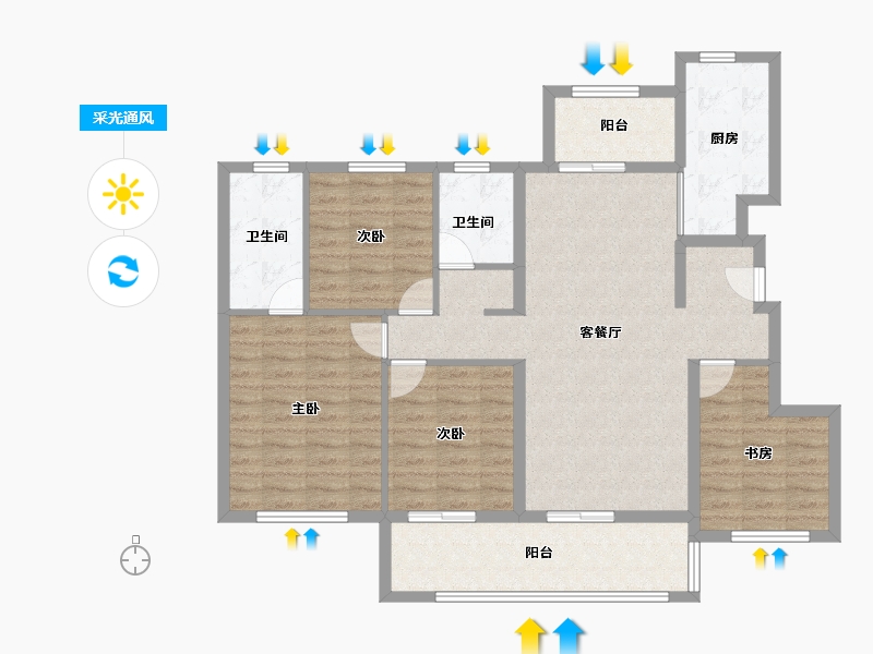 四川省-成都市-梓潼宫TOD梓潼四季汀兰-109.08-户型库-采光通风