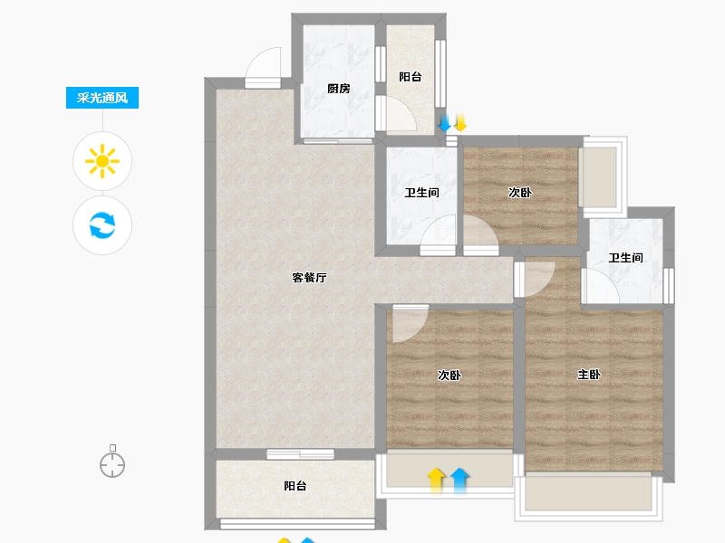 四川省-成都市-欢乐颂-75.01-户型库-采光通风