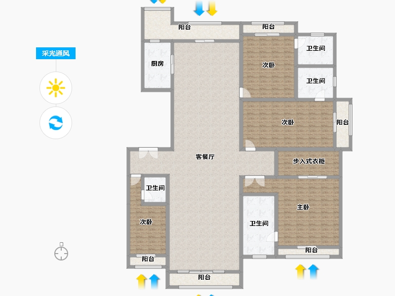 广东省-广州市-星河湾·半岛五號-265.21-户型库-采光通风