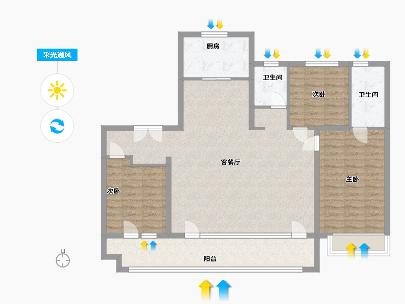 山东省-潍坊市-中南·林清月-108.00-户型库-采光通风