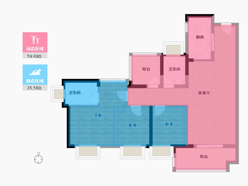 广东省-广州市-雅居乐海伦堡溪境花园-84.40-户型库-动静分区