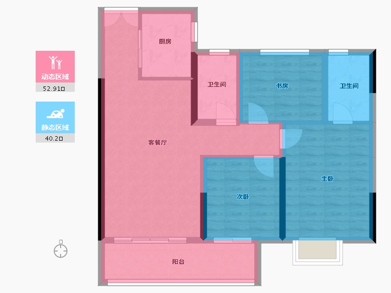 陕西省-咸阳市-华宇·金城相府-83.32-户型库-动静分区