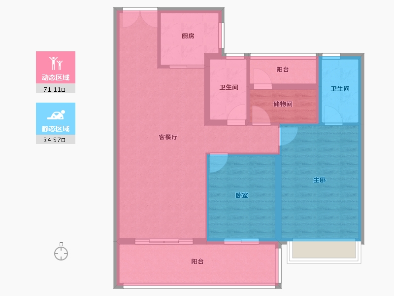 湖南省-长沙市-美的·云樾-95.27-户型库-动静分区