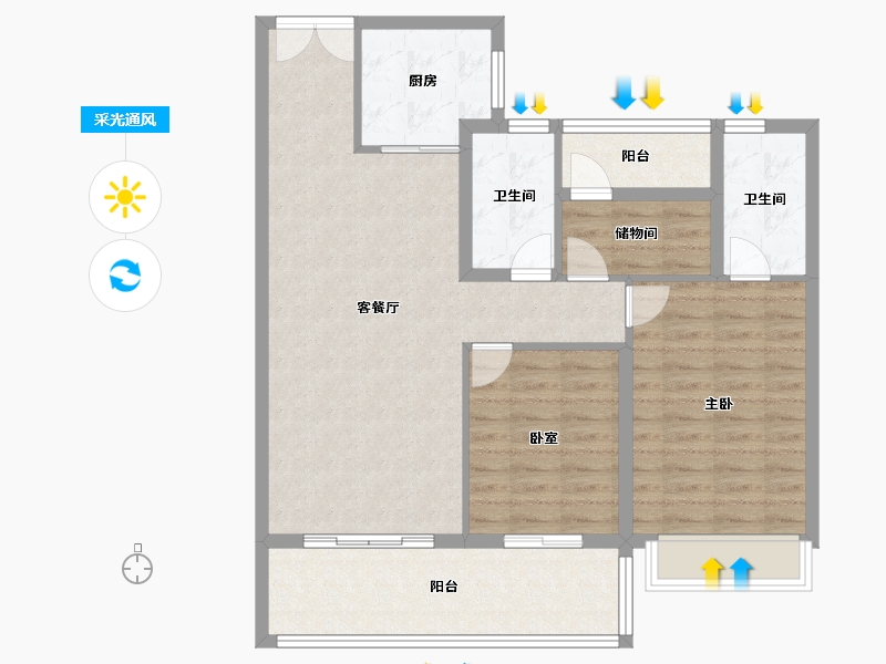 湖南省-长沙市-美的·云樾-95.27-户型库-采光通风