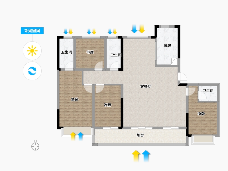 湖南省-长沙市-中建钰山湖-148.00-户型库-采光通风