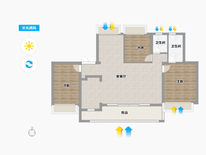 四川省-成都市-星河WORLD公园贰号-105.09-户型库-采光通风