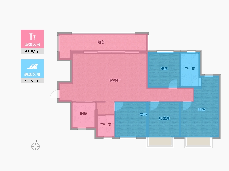 四川省-成都市-星河WORLD公园贰号-106.87-户型库-动静分区