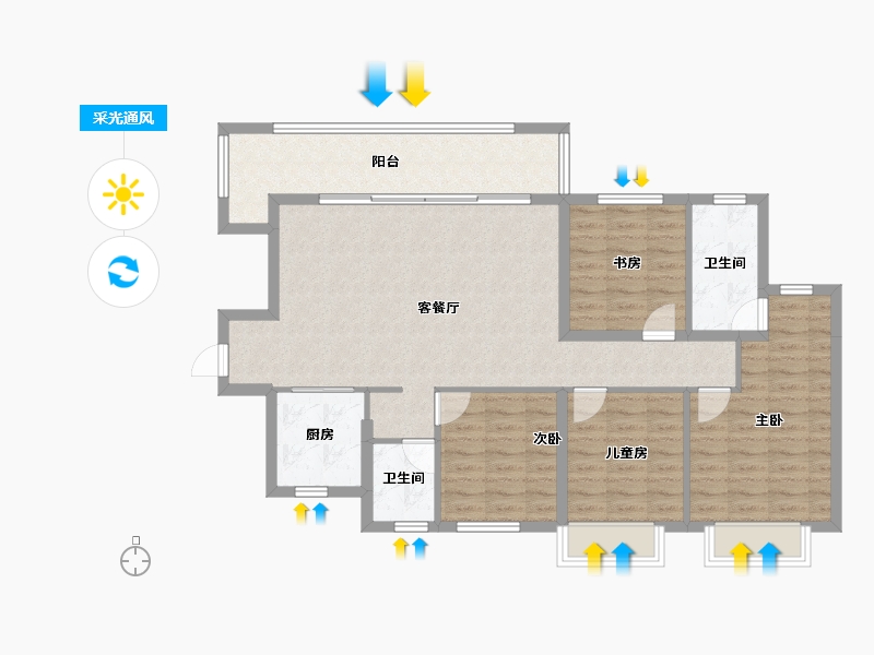 四川省-成都市-星河WORLD公园贰号-106.87-户型库-采光通风