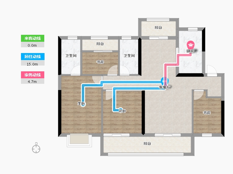 湖南省-长沙市-长沙北中心·保利时代-101.63-户型库-动静线