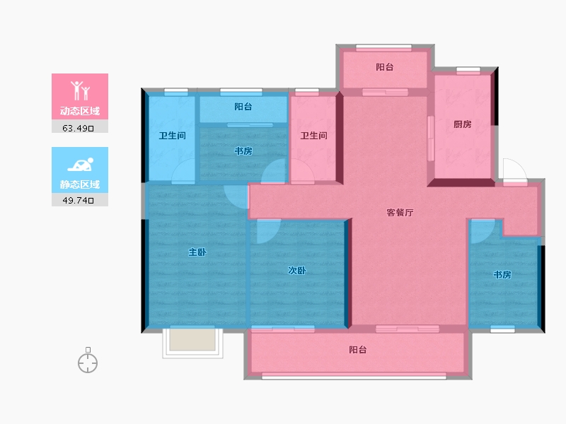 湖南省-长沙市-长沙北中心·保利时代-101.63-户型库-动静分区