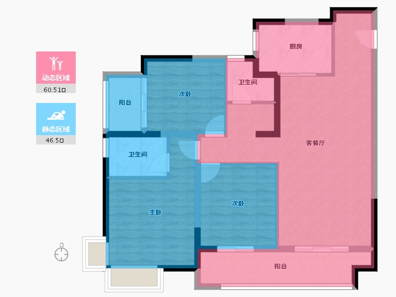 陕西省-西安市-华清园·文津观澜-96.00-户型库-动静分区