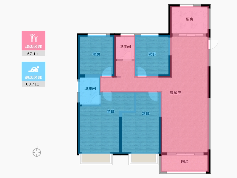 河南省-郑州市-亚星锦绣山河大二期-115.12-户型库-动静分区