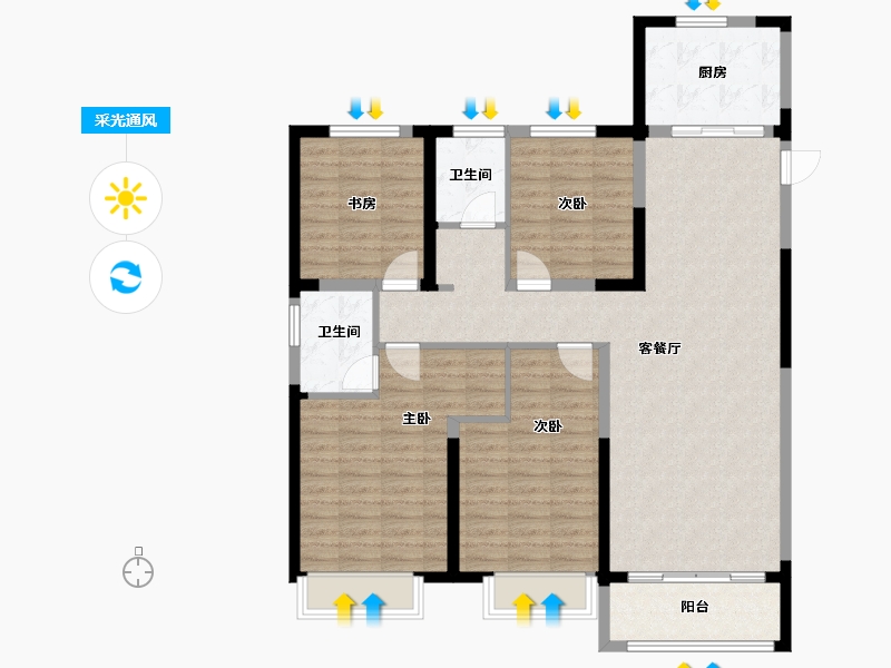 河南省-郑州市-亚星锦绣山河大二期-115.12-户型库-采光通风