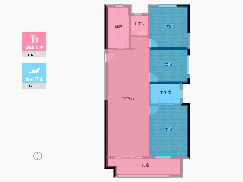 陕西省-西安市-华清园·文津观澜-102.40-户型库-动静分区