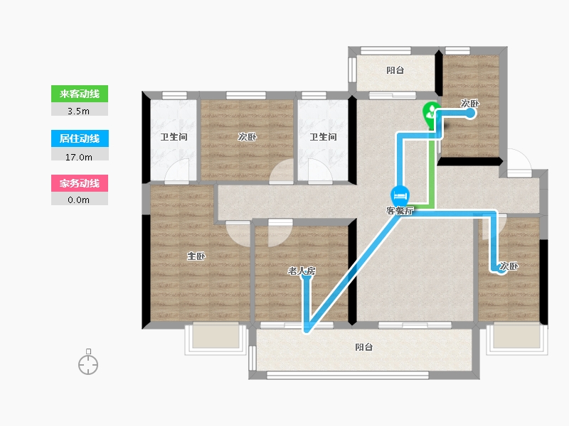 湖南省-长沙市-长沙北中心·保利时代-98.54-户型库-动静线