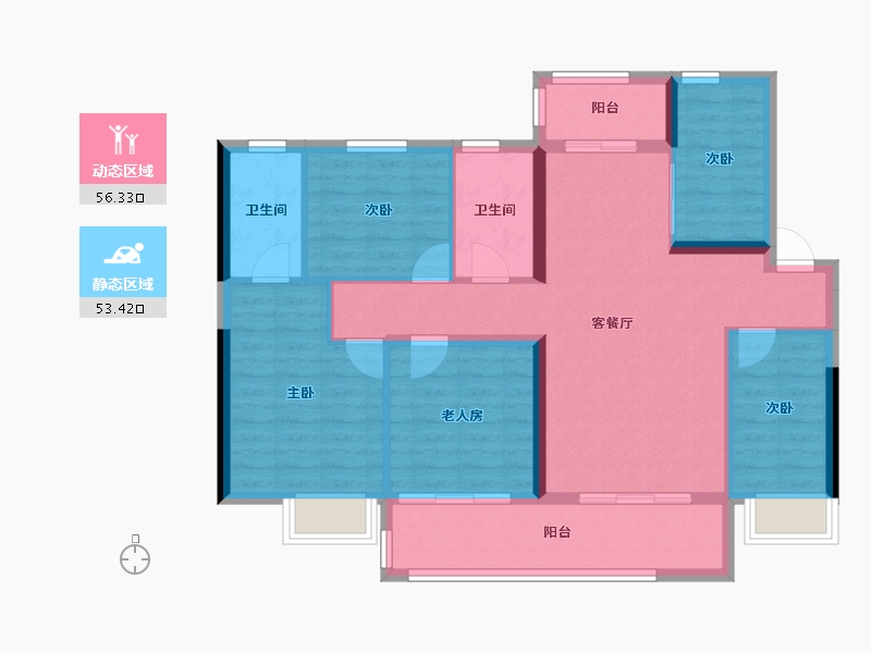 湖南省-长沙市-长沙北中心·保利时代-98.54-户型库-动静分区